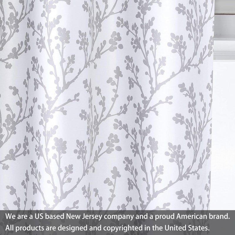 DriftAway Gray and White Shabby Chic 18 Inch Blackout Valances for Windows Bedroom Living Room Rod Pocket Farmhouse Tree Branch Short Topper 1 Panel - Image 2
